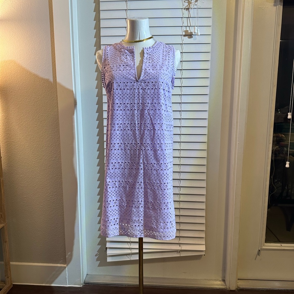 Purple Eyelet Sleeveless Dress